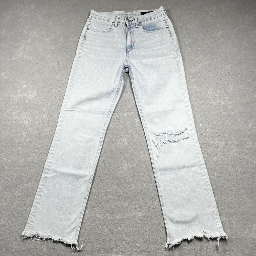 Rag & Bone Jeans Womens 26 Blue Distressed Straight Leg Raw Hem Cotton